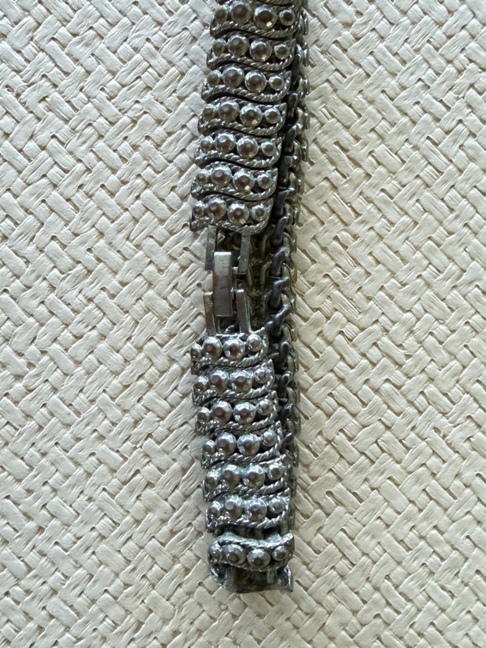 Antique Silver Beaded Link Watch Bracelet